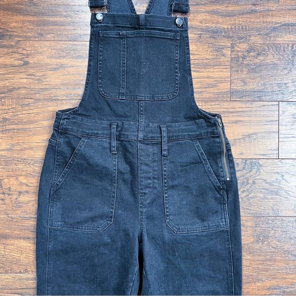 Madewell • Skinny Overalls in Lunar Wash faded black denim stretch side zip - Picture 5 of 12